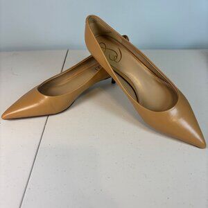 Sam Edelman Hazel Pointed-Toe Kitten Heel Pumps Soft Beige Leather Women’s Size